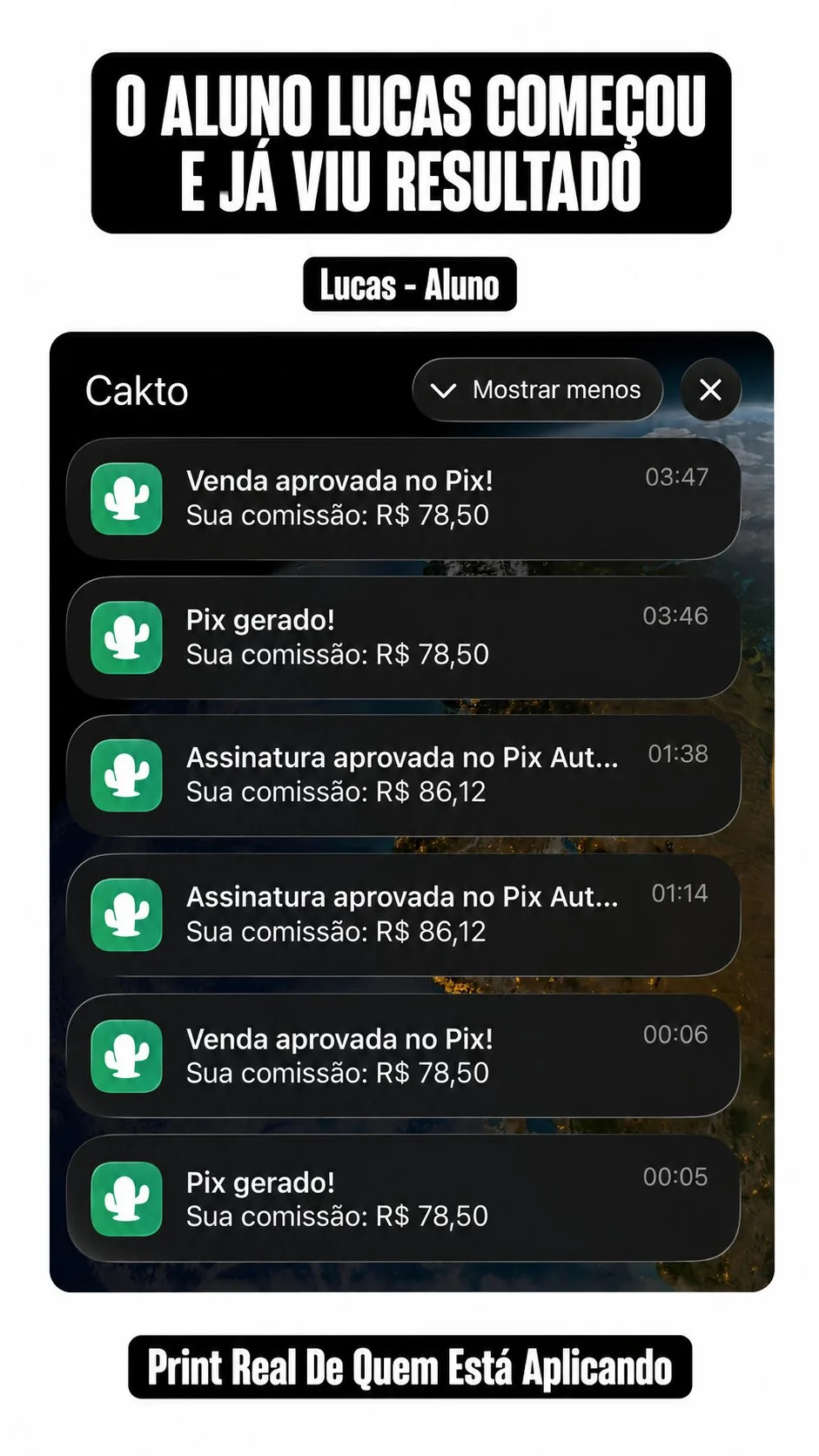 Resultado do aluno Lucas